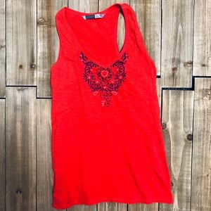 Athleta - S - Embroidered Tank Top Cayenne Color